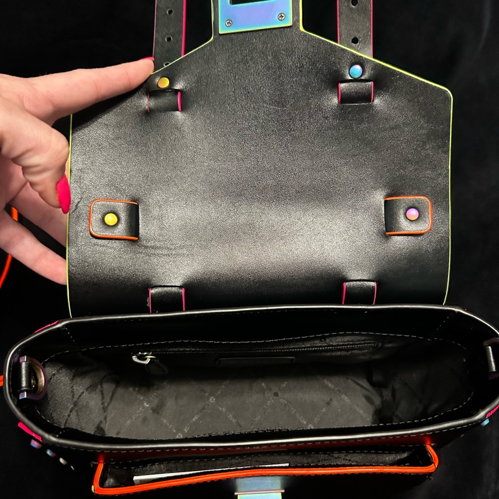Michael Kors Black Crossbody Manhattan with neon accents - Picture 7 of 8